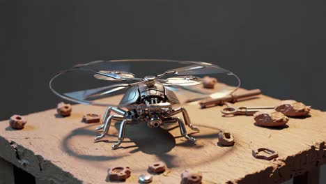 helicóptero de insectos metálico steampunk