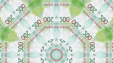 russian ruble money bill abstract motion graphic seamless loop mosaic. creative business animation background