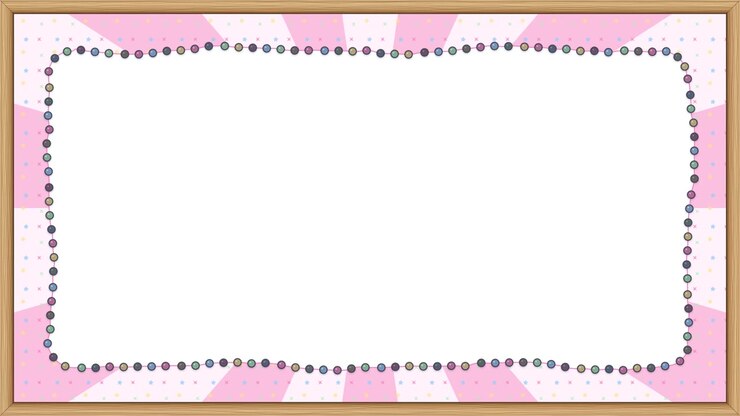Hand-drawn circus candy style border with pink rotating rays framing central white copy space.