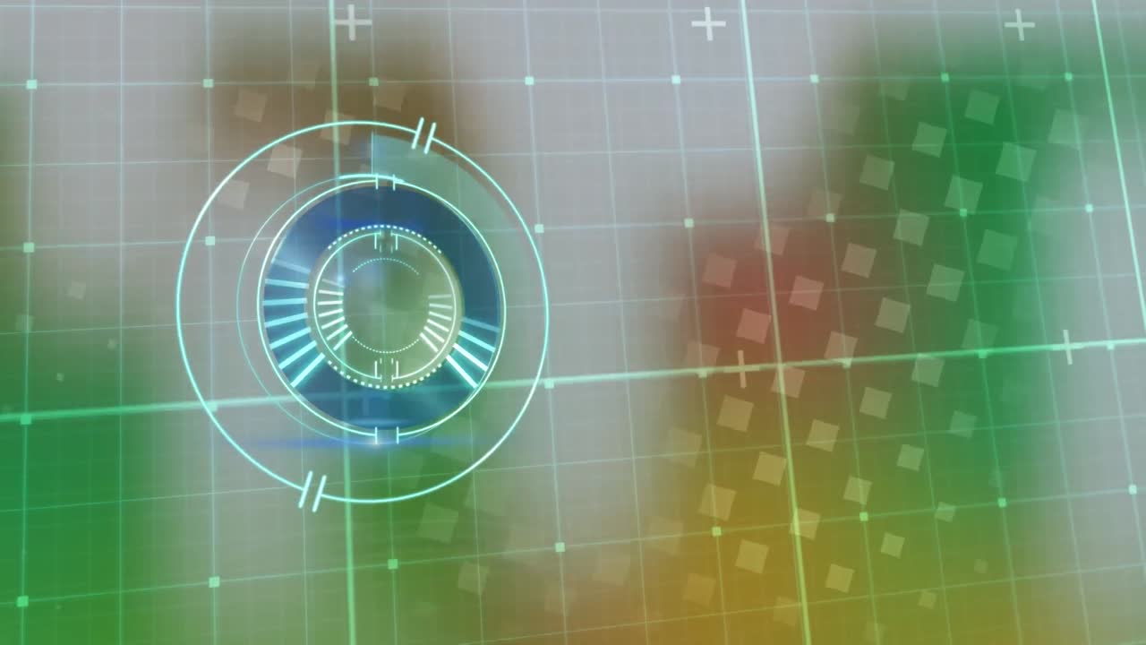 animación del alcance del escaneo sobre la cuadrícula y el fondo colorido