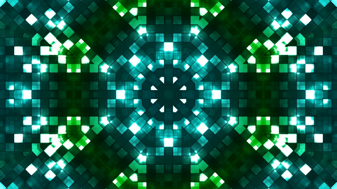 화려한 빛, 하이테크 사각형, 칼레이도스코프, 녹색, 추상