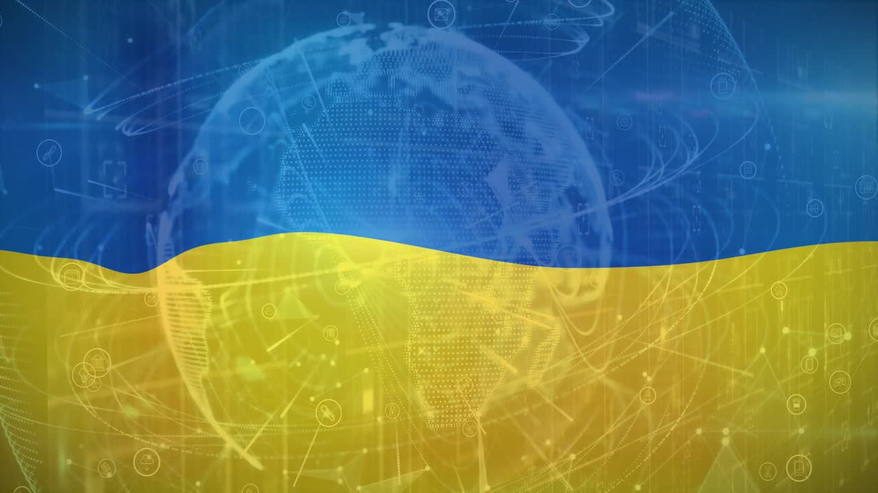 우크라이나의  ⁇ 발 위의 지구와 연결의 애니메이션