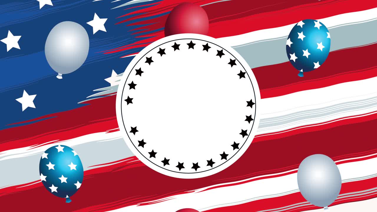 미국 축제 애니메이션 카드 배경에 풍선 헬 발