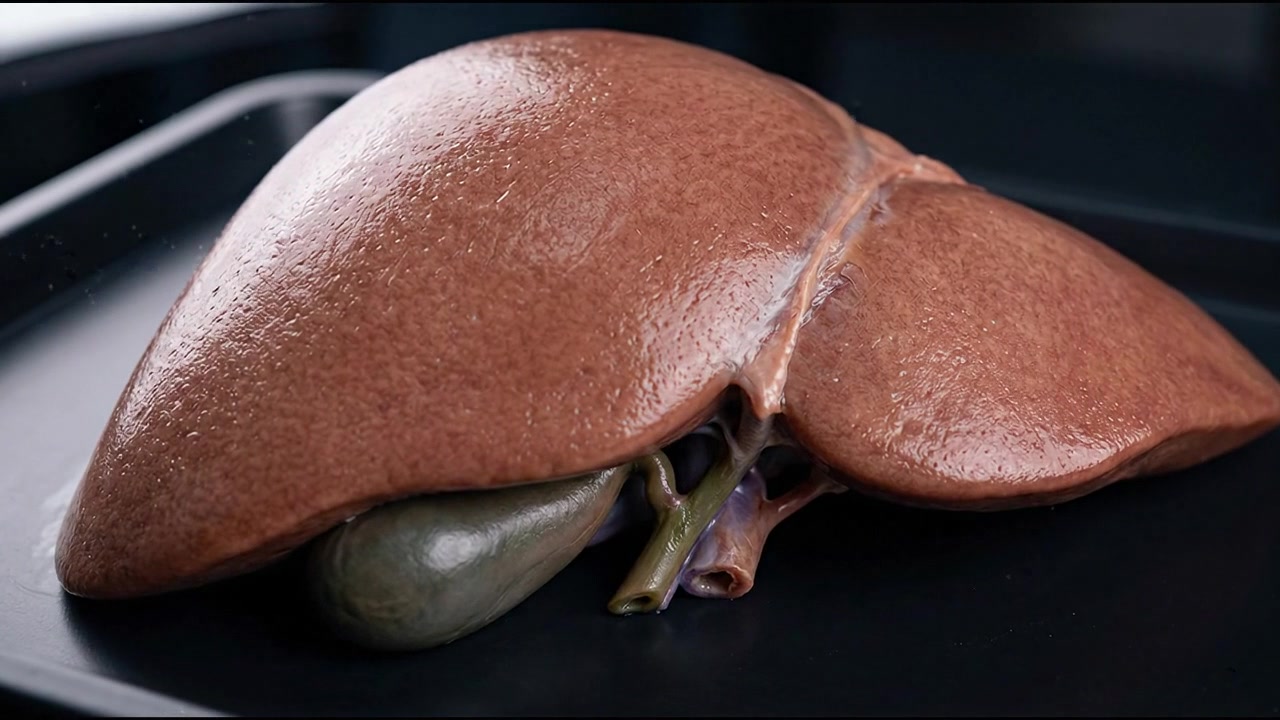 Anatomical Model of a Human Liver on a Tray