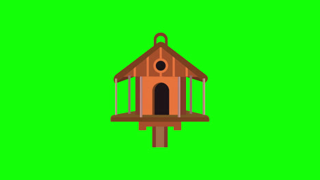 Nesting-box-bird-house-icon-loop-animation-with-alpha-channel,-transparent-background,-ProRes-444