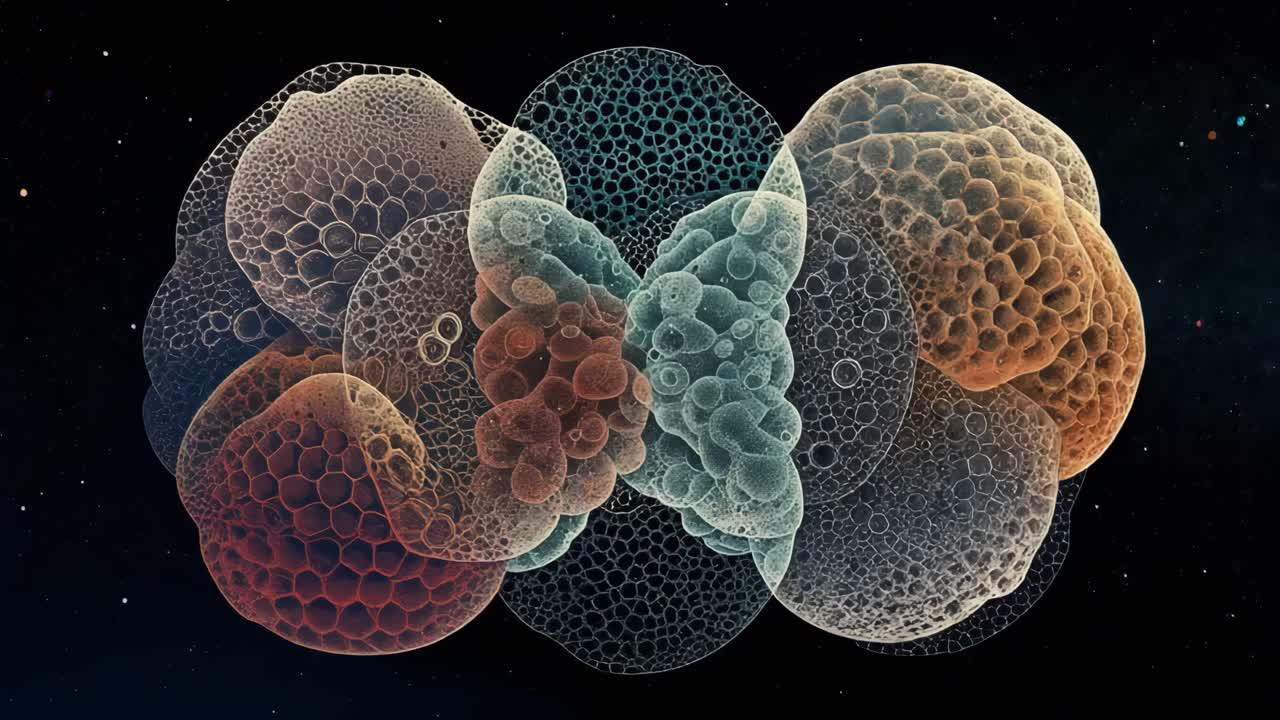 formas celulares abstractas en el espacio