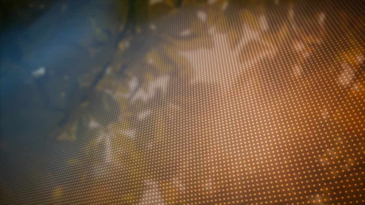 배경에 있는 나무 위의 파란색에서 오렌지색 줄의 반점 애니메이션