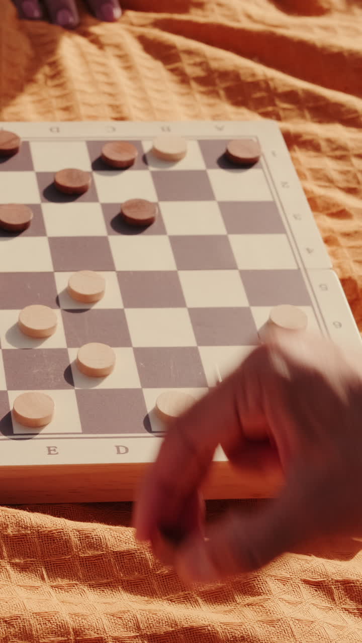 Friends Playing Checkers at a Picnic
