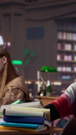 Vertical video confident student gathers information and citations from reliable sources