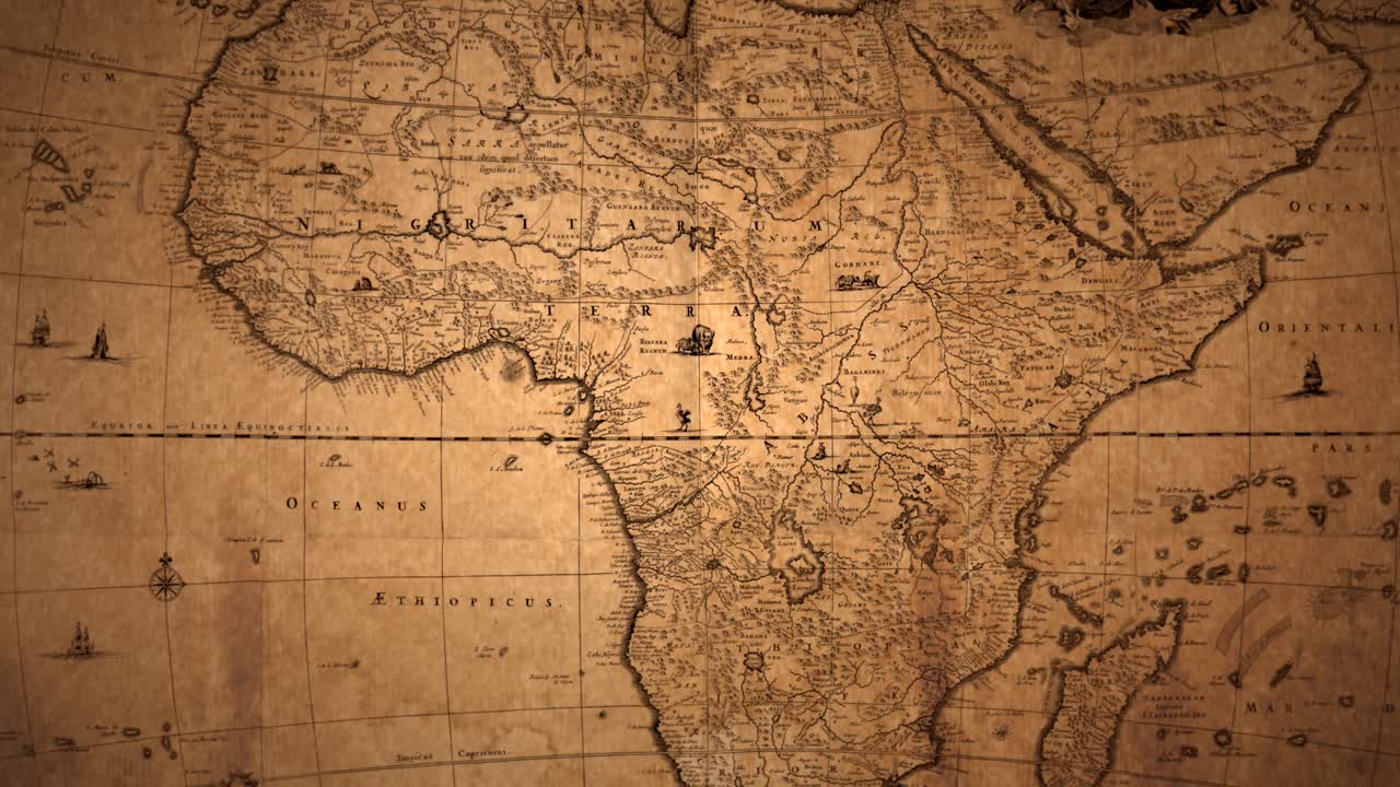 Old map of Africa showing Latin names and coastlines