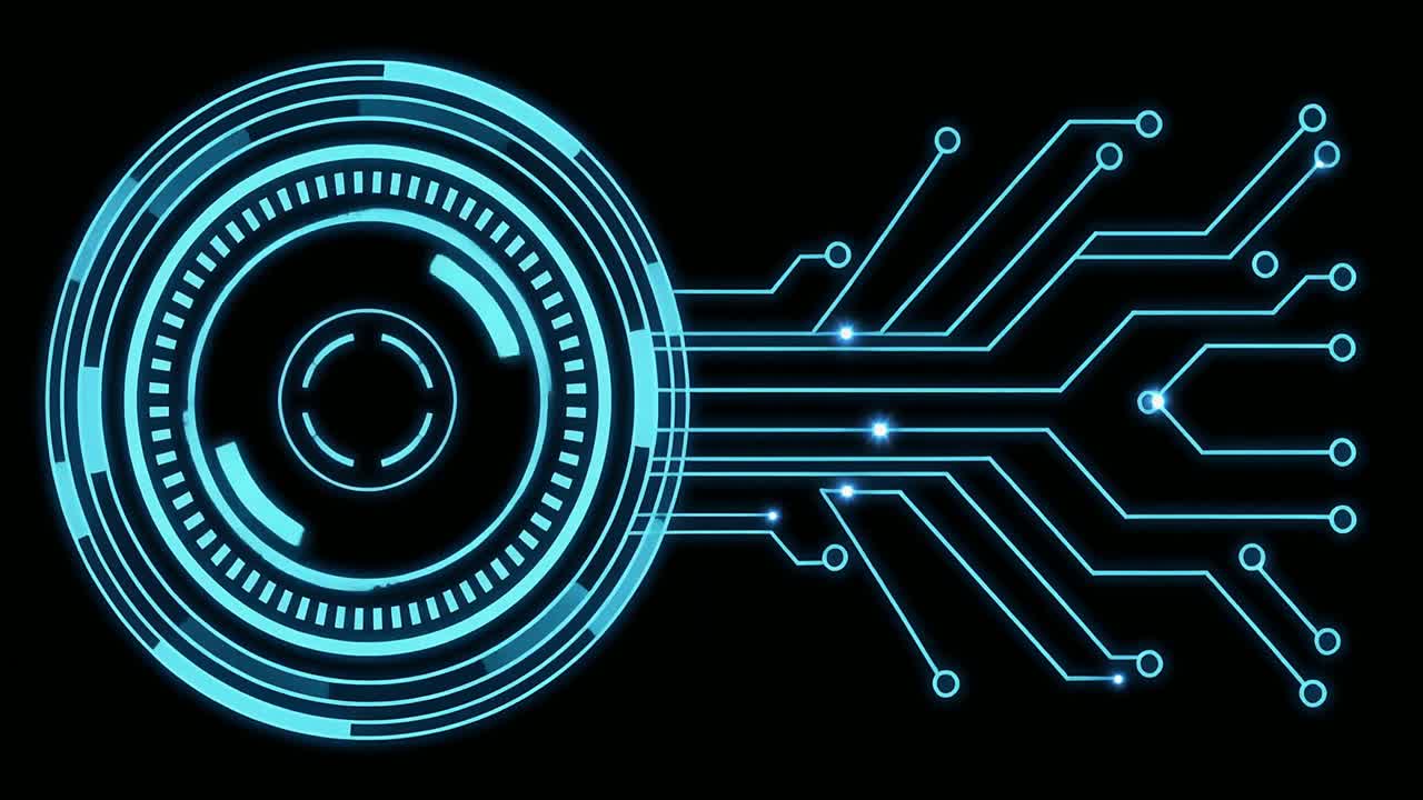 High-Tech Digital Interface with Glowing Circuit Lines