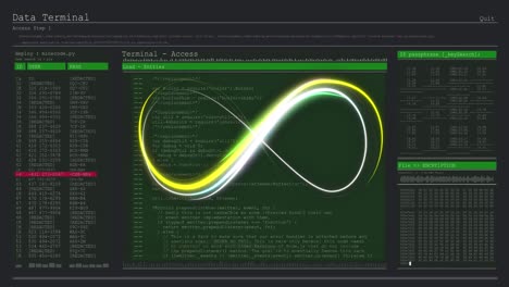 animación de la forma de neón sobre el procesamiento de datos