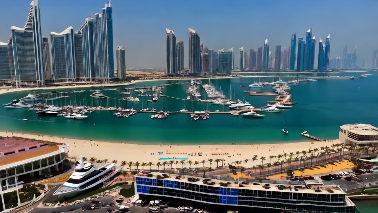 Dubaj Marina, Palm Jumeirah, letecký pohled