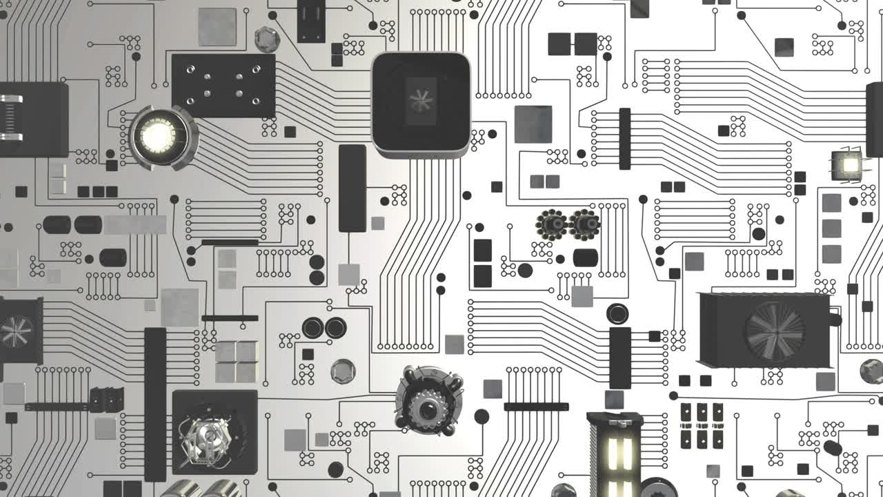 색 미래의 회로판을 가진 기술 개념