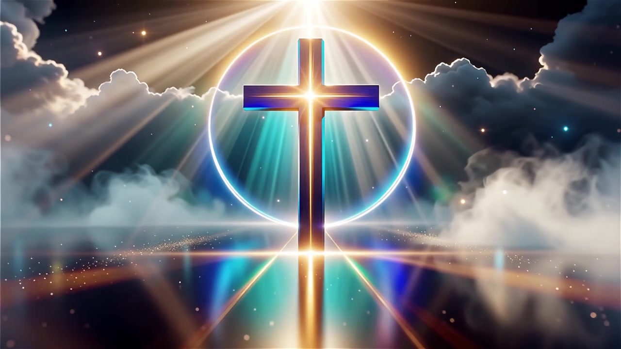 Christian Cross Heavenly Light Worship Background