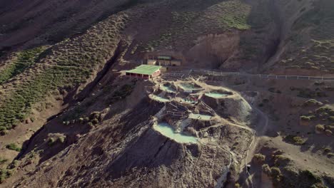 Aerial-View-Of-Termas-Valle-de-Colina-In-Cajón-del-Maipo-Near-Santiago,-Chile