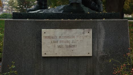 commemorative plaque in bratislava honoring bulgarian partisans who fought for freedom