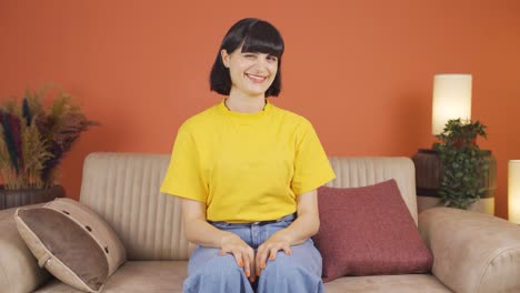 woman winking at camera.