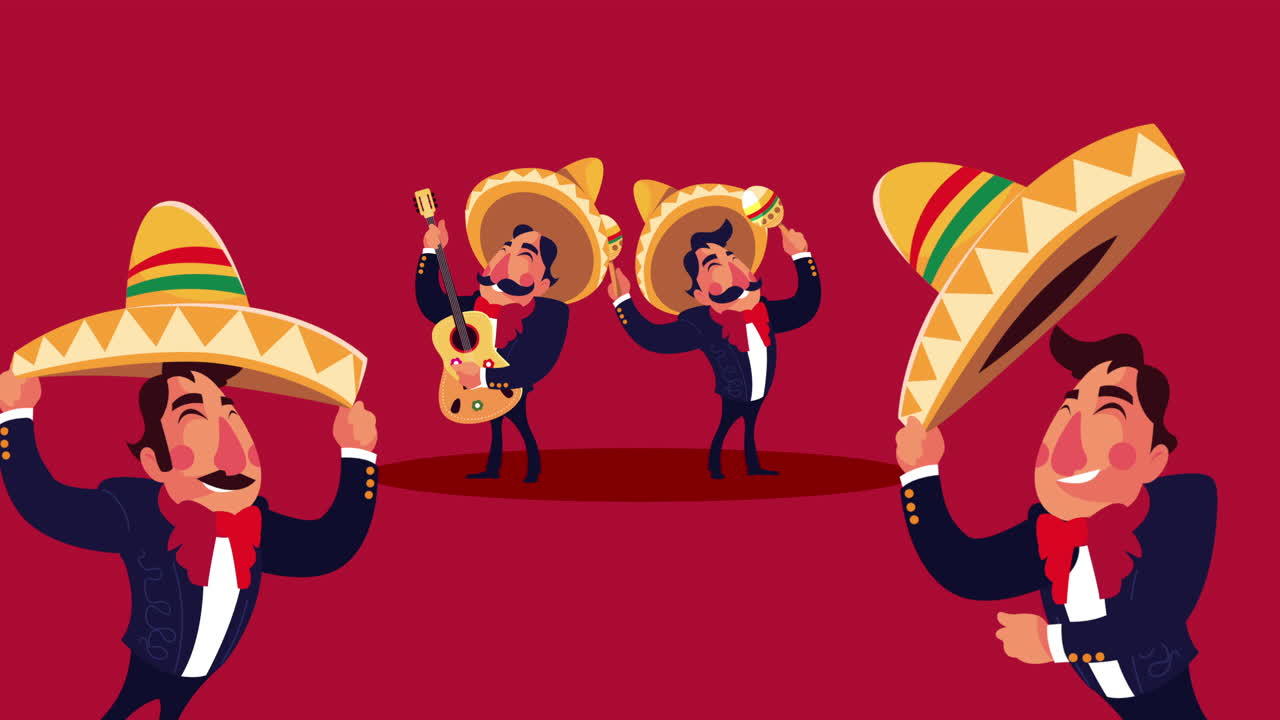 mariachi messicani che suonano strumenti personaggi