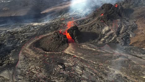 lava flow from an erupting volcano