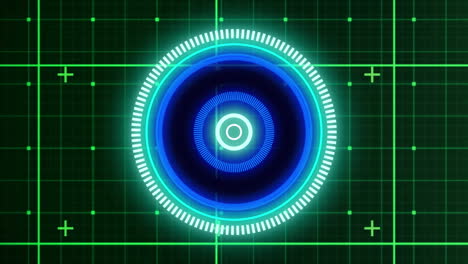 animation of illuminated circles over grid pattern against abstract background