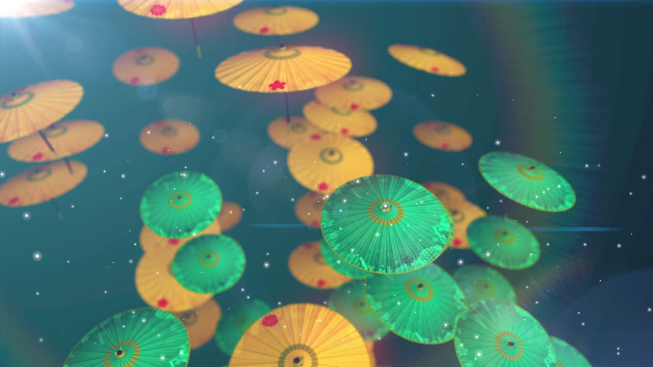 일본어 중국어 우산 살 입자 루프 애니메이션