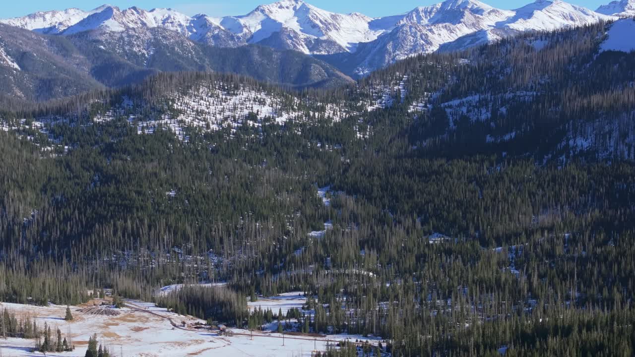 Snowy mountain highway, serene winter landscape at Wolf Creek Pass, Colorado