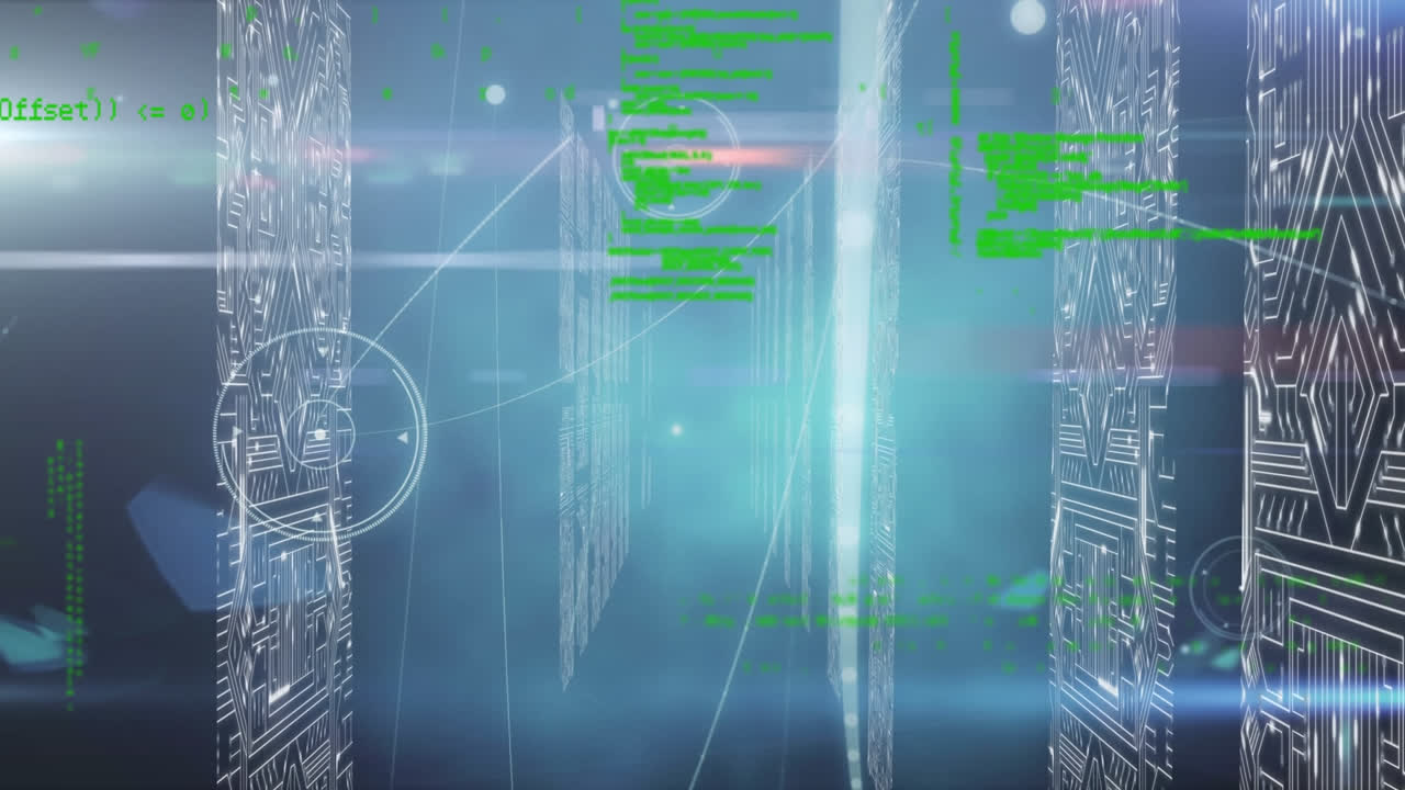 Animation of network of connections and data processing over screens with microprocessor connections
