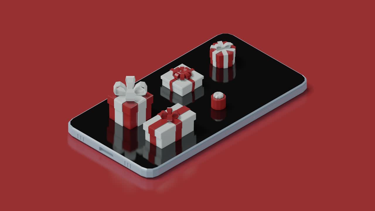 Smartphone con regali di Natale