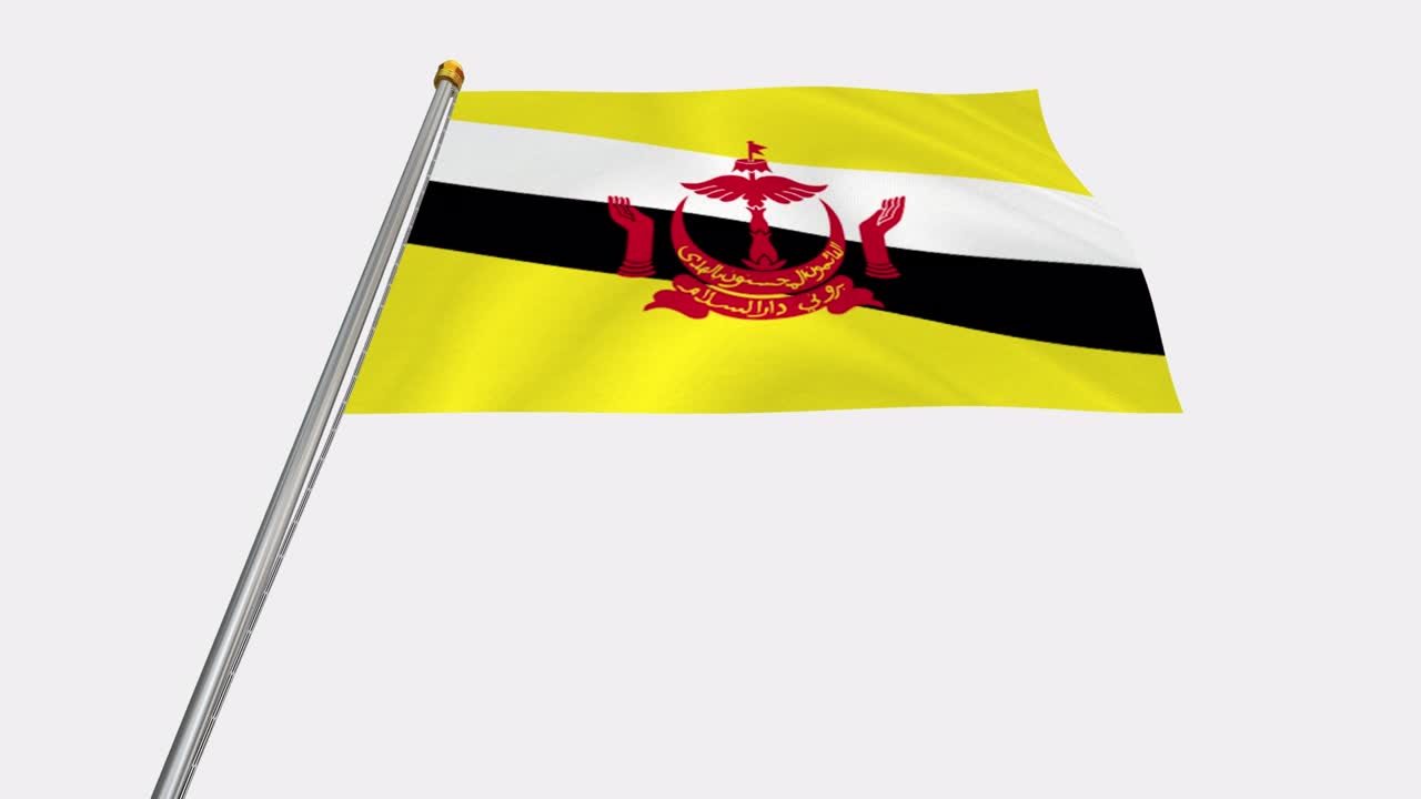 video de bucle de la bandera de brunei revoloteando en el viento, video en cámara lenta de 4k, con canal alfa