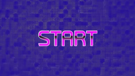 animación del texto de inicio sobre formas en movimiento sobre fondo azul