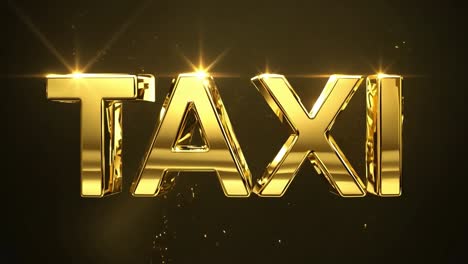 golden 3d taxi text sparkles against a black background, creating a luxurious and glamorous visual effect