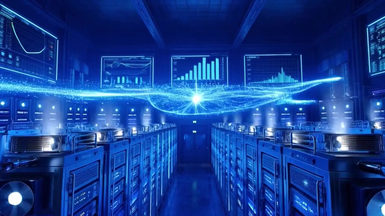 Digital Data Flow and Network Connectivity in a Modern Server Room