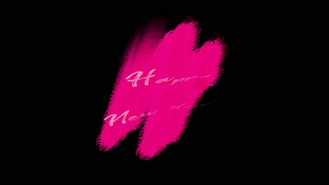 happy new year text with pink stroke brush on black gradient