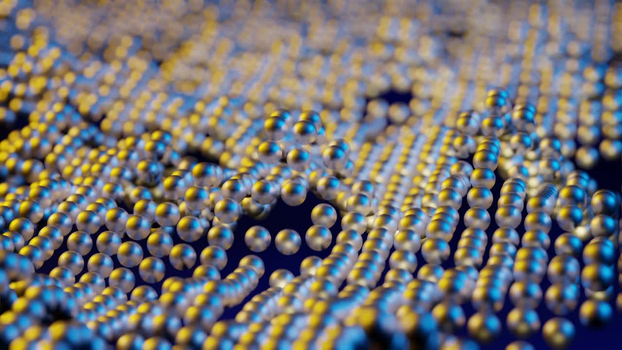 3d-рендер: металлические сферы в анимированной волне