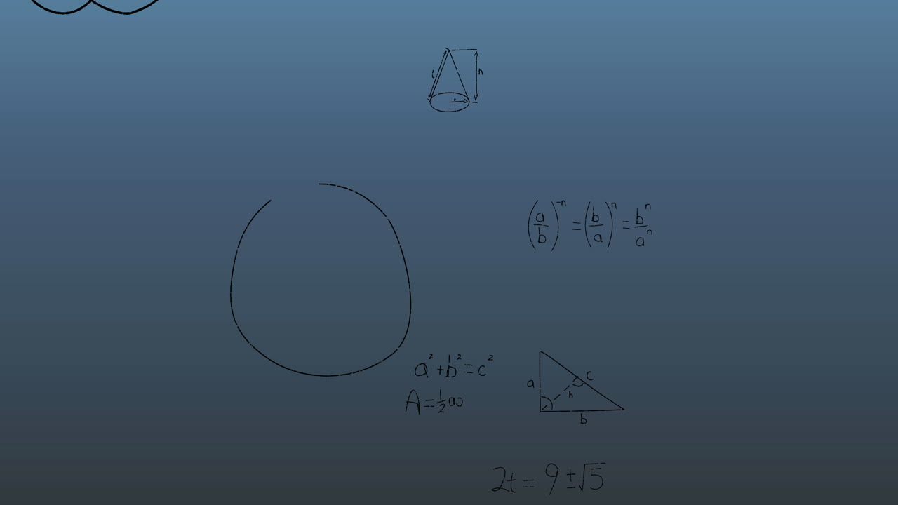 animación del procesamiento de datos matemáticos sobre un fondo azul