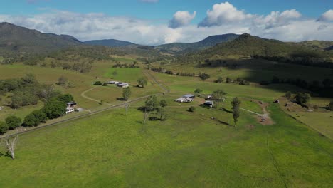 Aerial-views-over-farmland-in-Lamington-in-the-Scenic-Rim,-Queensland,-Australia