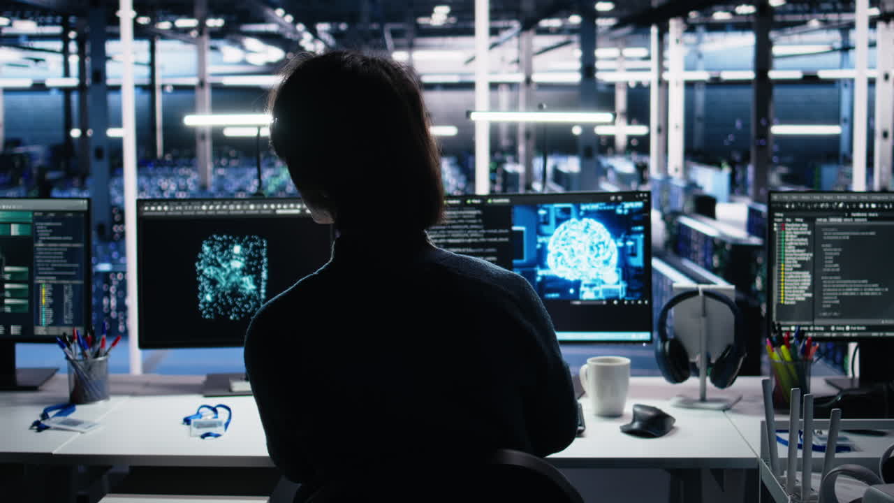 Data Center System Administrator Working On Artificial Intelligence Neural Network