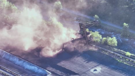 Smoke-And-Dust-Rising-From-Industrial-Machinery-Outdoor-In-Galati,-Romani