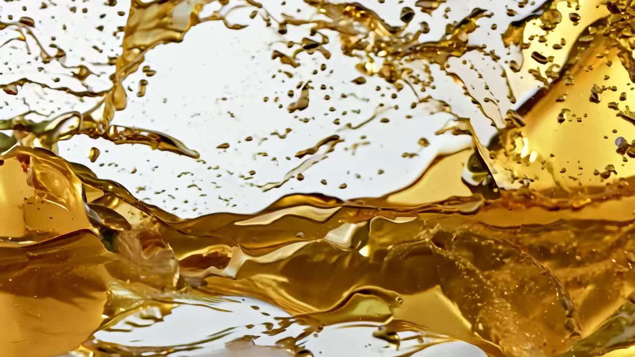 A splash of liquid with a splash of foam. The liquid is brown and the foam is white