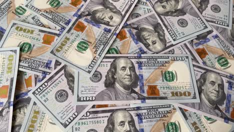 falling hundred dollar bills close up. money video background.