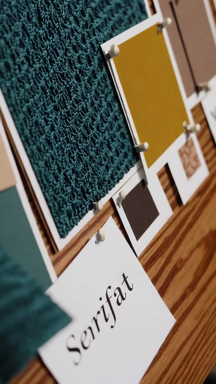 Design inspiration mood board with fabric samples