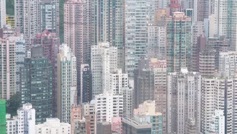 High-rise-skyscraper-apartments-and-office-buildings-at-one-of-the-most-densely-populated-places-in-the-world