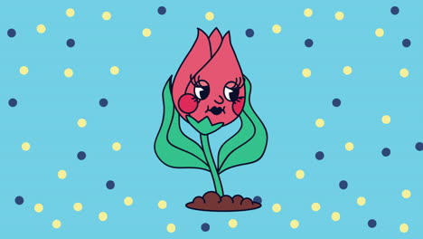 rose flower kawaii character animation