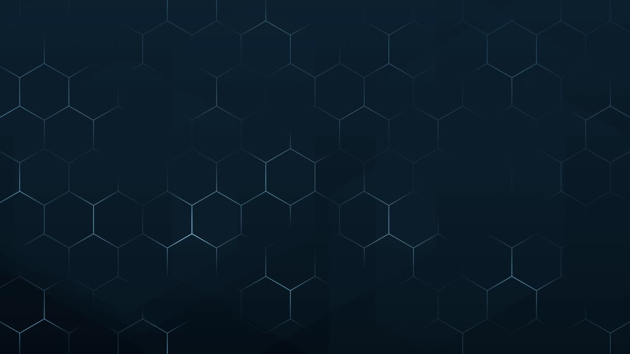 Loopable pulsating dark navy blue hexagonal grid pattern texture background, geometric honeycomb graphic backdrop, technology, presentation, network, connectivity and abstract science