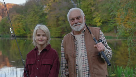 grandfather and grandson fishing together