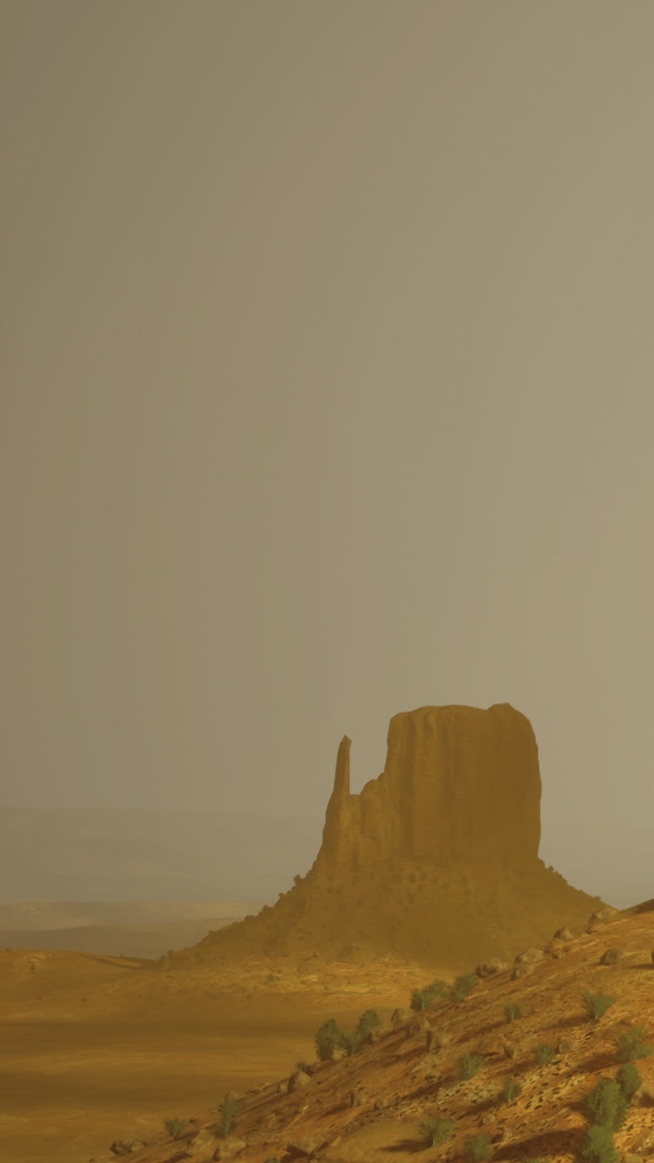 Formazione rocciosa della Monument Valley sotto un cielo nuvoloso alla luce del tardo pomeriggio