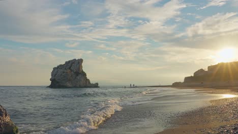 Sunset-at-Playa-Peñón-del-Cuervo,-south-of-Spain