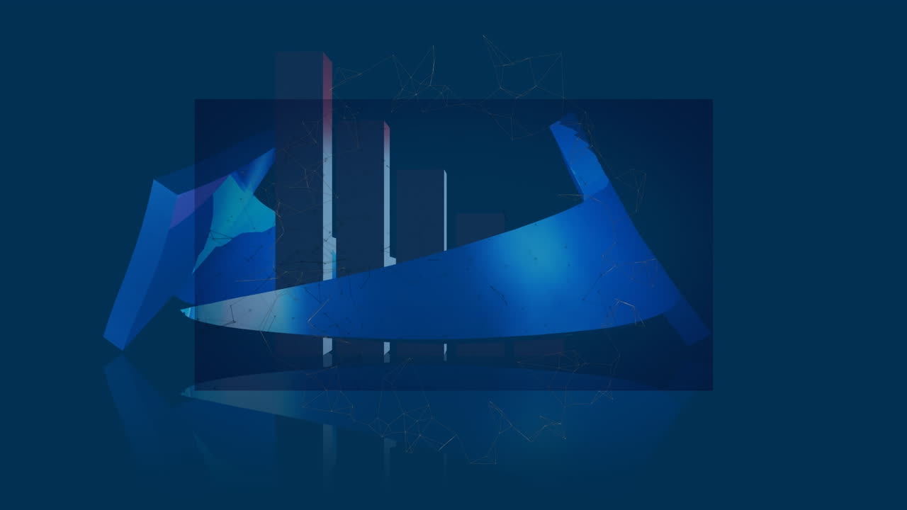 animación de gráfico giratorio y flechas azules sobre fondo azul