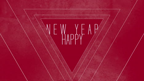Feliz-Año-Nuevo-Con-Triángulos-De-Neón-En-Degradado-Rojo